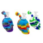 5 INCH SILICONE SKULL BONG , SOLD AS ASSORTED COLORS