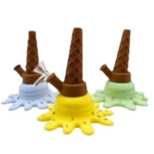 5 INCH SILICONE UPSIDE DOWN ICE CREAM BONG, SOLD AS ASSORTED COLORS