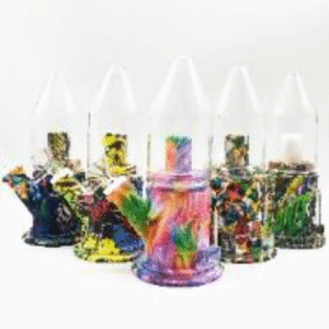 8 INCH SILICONE AND GLASS VOLCANO BONG, SOLD AS ASSORTED COLORS