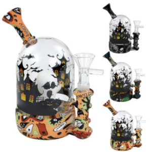 5.5 INCH DIPPED SILICONE AND GLASS GHOST ENCLOSED BONG