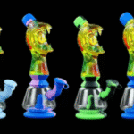 9 INCH 3-D SILICONE AND GLASS MONSTER BONG WITH CAP FOR BOWL, SOLD AS ASSORTED COLORS