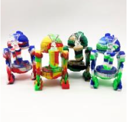 5.5 INCH SILICONE R2D2 BONG WITH GLASS CENTER, SOLD AS ASSORTED COLORS