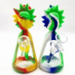 7.5 INCH SILICONE RM RICK BONG WITH GLASS CENTER, SOLD AS ASSORTED COLORS