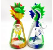 7.5 INCH SILICONE RM RICK BONG WITH GLASS CENTER, SOLD AS ASSORTED COLORS