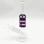 7 INCH MINI CARTOON GLASS BONG WITH SILICONE CENTER, HUNGRY PURPLE MONSTER
