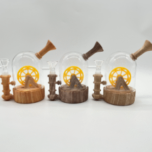 5.5 INCH SILICONE AND GLASS BONG WITH FUNCTIONING WATER WHEEL, SOLD AS ASSORTED COLORS