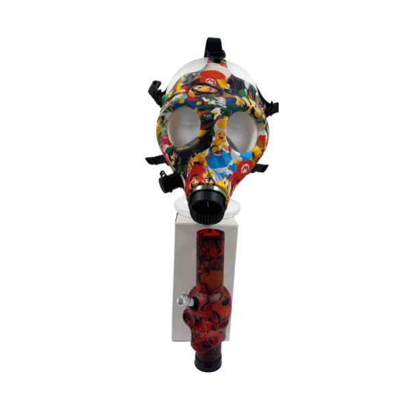 SILICONE GAS MASK WITH BONG - MARIO