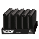 DISPLAY OF 50 BIC BLACKED OUT LIGHTERS