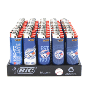 DISPLAY OF 50 BIC TORONTO BLUE JAYS LIGHTERS
