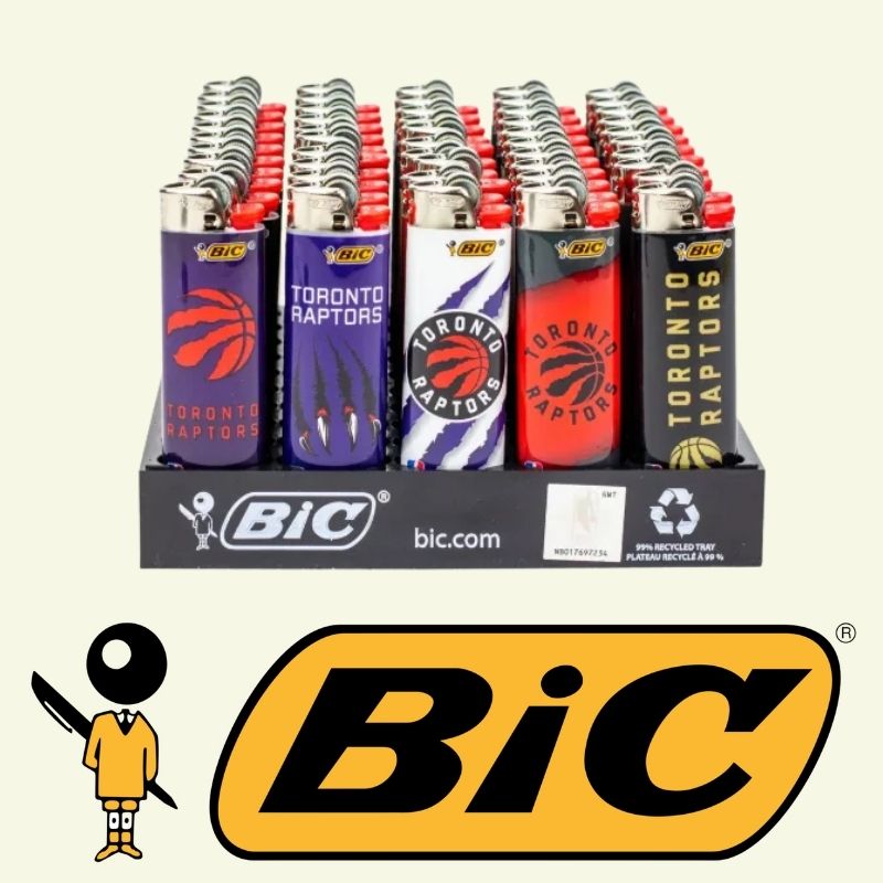 9 DISPLAY OF 50 BIC TORONTO RAPTORS LIGHTERS - Image 1