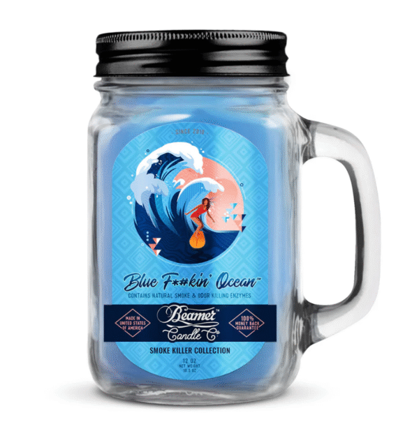 BEAMER CANDLE CO. 12 OZ MASON JAR CANDLE - BLUE F#CKIN' OCEAN