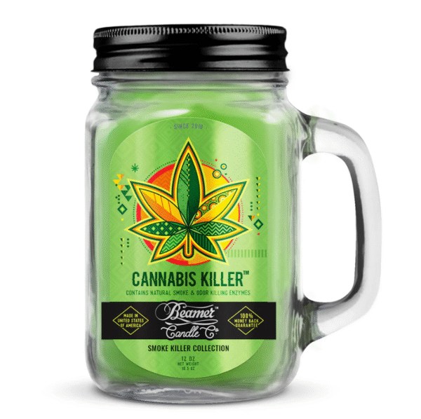 BEAMER CANDLE CO. 12 OZ MASON JAR CANDLE - CANNABIS KILLER
