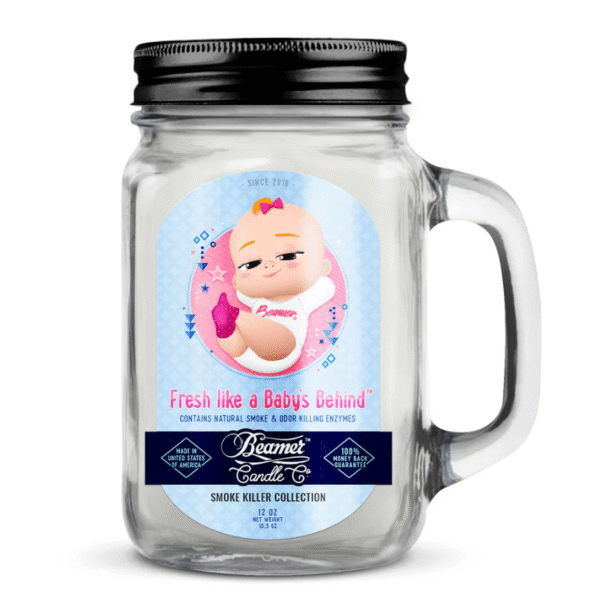 BEAMER CANDLE CO. 12 OZ MASON JAR CANDLE - FRESH LIKE A BABY'S BEHIND