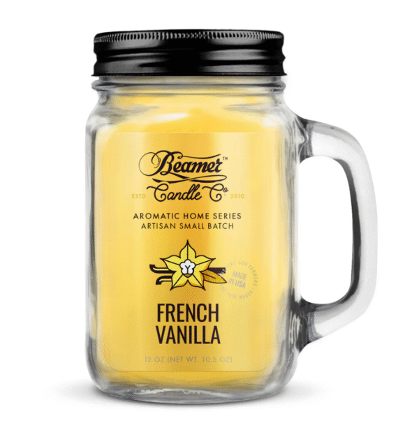 BEAMER CANDLE CO. 12 OZ MASON JAR CANDLE - FRENCH VANILLA