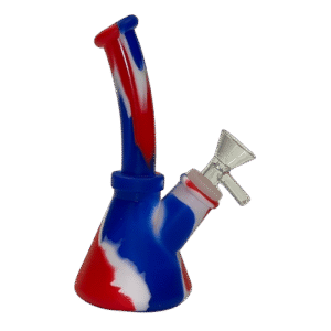 6IN SILICONE BONG - BLUE, RED, WHITE