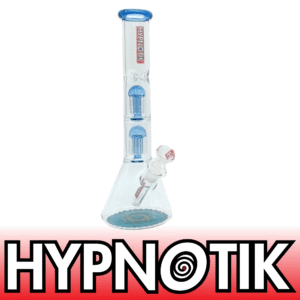 14 INCH HYPNOTIK BONG WITH TWO MATCHING COLORED PERC - BLUE