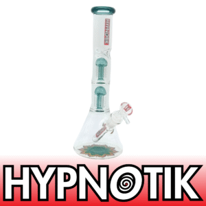14 INCH HYPNOTIK BONG WITH TWO MATCHING COLORED PERC - DARK GREEN