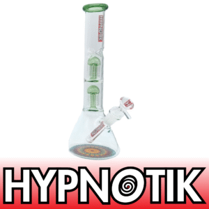 14 INCH HYPNOTIK BONG WITH TWO MATCHING COLORED PERC - LIGHT GREEN