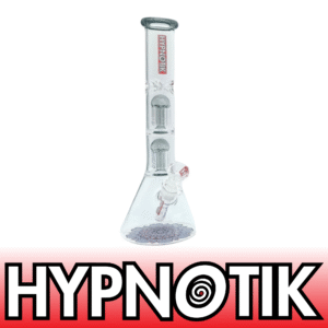 14 INCH HYPNOTIK BONG WITH TWO MATCHING COLORED PERC - SMOKE