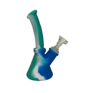 6IN RIBBED SILICONE BONG - BLUE, WHITE