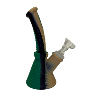6IN RIBBED SILICONE BONG - GREEN, BLACK, TAN