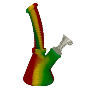 6IN RIBBED SILICONE BONG - RASTA