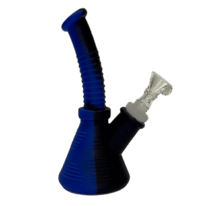 6IN RIBBED SILICONE BONG - BLUE, BLACK