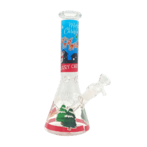 10 INCH CHRISTMAS BONG - SANTA SLEIGH BLUE
