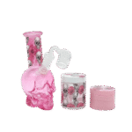 5 INCH SKULL BONG GIFT BOX SET WITH BONG, GRINDER, AND STORAGE CONTAINER 6 PIECE – PINK