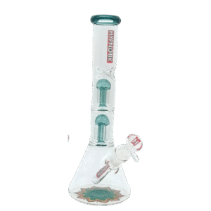 14 INCH HYPNOTIK BONG WITH TWO MATCHING COLORED PERC - DARK GREEN