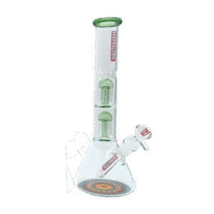 14 INCH HYPNOTIK BONG WITH TWO MATCHING COLORED PERC - LIGHT GREEN