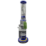 16 INCH CLOVER TRIPLE RIPPLE HONEY COMB BONG, BLUE - Image 2
