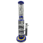 16 INCH CLOVER TRIPLE RIPPLE HONEY COMB BONG, BLUE