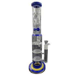 16 INCH CLOVER TRIPLE RIPPLE HONEY COMB BONG, BLUE