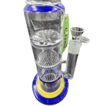16 INCH CLOVER TRIPLE RIPPLE HONEY COMB BONG, BLUE - Image 3