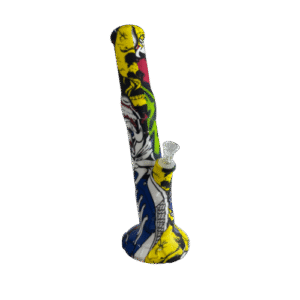 14IN SILICONE STRAIGHT TUBE BONGS - BASEBALL SKULLS
