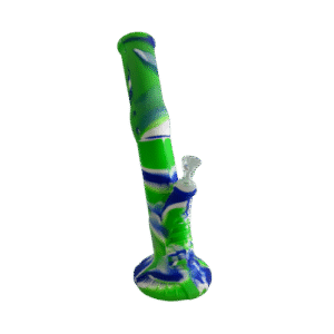 14IN SILICONE STRAIGHT TUBE BONGS - BLUE WHITE GREEN