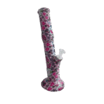 14 INCH SILICONE STRAIGHT TUBE BONGS - PINK SUGAR SKULLS