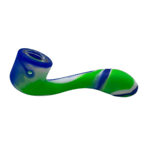 SILICONE SHERLOCK PIPE - BLUE GREEN WHITE