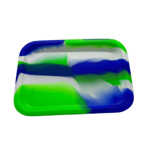 SILICONE SWIRL ROLLING TRAYS - BLUE GREEN WHITE