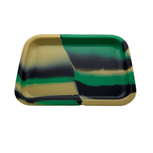 SILICONE SWIRL ROLLING TRAYS - BLACK GREEN TAN
