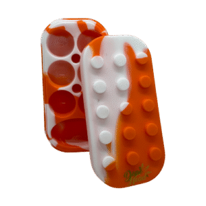 STACKABLE SILICONE LEGO DAB CONTAINER - ORANGE WHITE