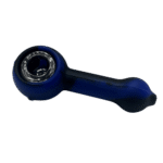 SILICONE PIPE WITH GLASS BOWL - BLUE BLACK