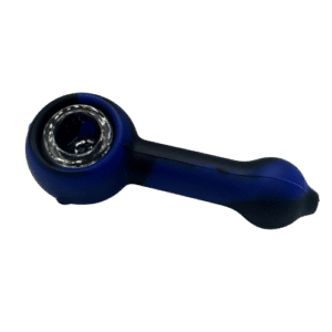 SILICONE PIPE WITH GLASS BOWL - BLUE BLACK