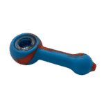 SILICONE PIPE WITH GLASS BOWL - BLUE ORANGE