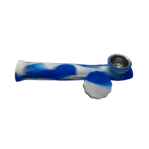 SILICONE PIPE WITH LID - BLUE WHITE
