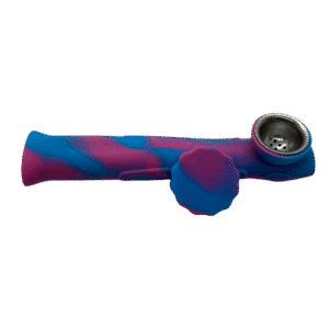 SILICONE PIPE WITH LID - PINK BLUE