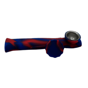 SILICONE PIPE WITH LID - BLUE RED