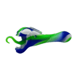 SILICONE PIPE WITH GLASS BOWL - VENOM, BLUE GREEN WHITE