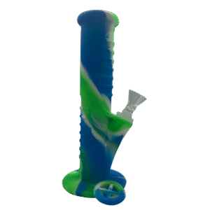 8" STRAIGHT TUBE SILICONE BONG - BLUE GREEN WHITE